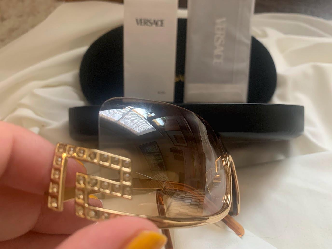 Authentic Versace Sunglasses - Gold Frames With Greek Key 