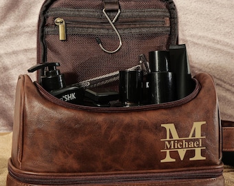 Personalized Leather Toiletry Bag, Leather Dop Bag, Groomsmen Gift, Valentine's Day Gift for Him,Men's Leather Toiletry Bag,Anniversary Gift