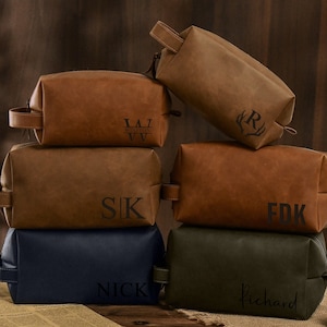 Personalisierte Herren Leder Kulturtasche, Groomsmen Leder Dopp Kit, Abschlussgeschenk, Trauzeuge Geschenk, Jubiläumsgeschenk, Herren Leder Accessoire