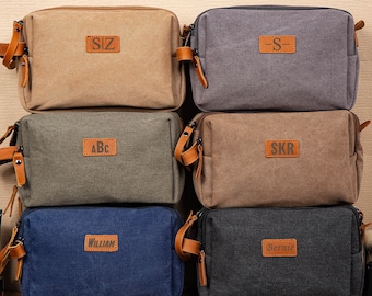 Personalized Men's Toiletry Bag,Groomsmen Canvas Dopp Kit,Father Day Gift,Canvas Toiletry Bag,Best Man Gift,Anniversary Gift,Graduation Gift