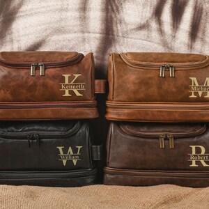 Personalized Leather Toiletry Bag, Leather Dop Bag, Groomsmen Gift, Valentine's Day Gift for Him,Men's Leather Toiletry Bag,Anniversary Gift