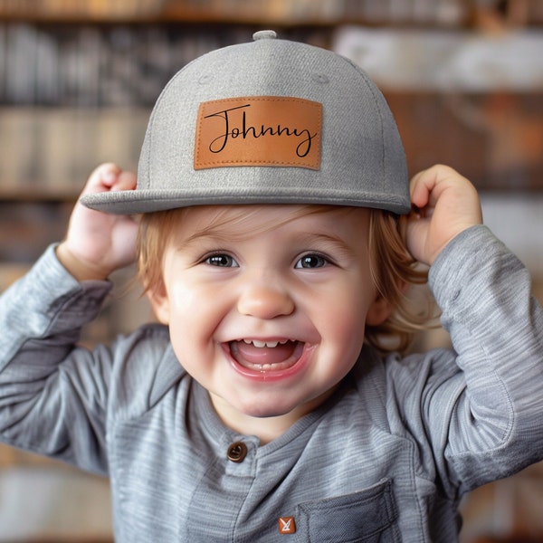 Sombrero infantil personalizado, sombrero personalizado para niños pequeños, sombrero de parche de cuero, sombrero de béisbol para niños, sombrero de firma, regalo para bebé, sombrero snapback para bebés, sombrero para adultos jóvenes