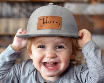 Bonnet personnalisé pour bébé,Chapeau personnalisé pour tout-petit,Chapeau avec empiècement en cuir,Casquette de baseball pour enfant,Chapeau emblématique,Cadeau pour bébé,Chapeau snapback pour bébé,Chapeau pour jeune adulte