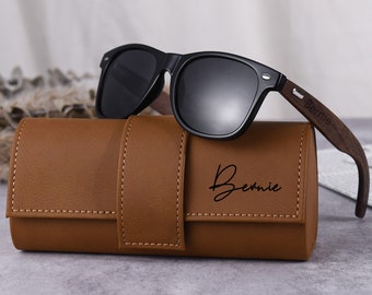 Personalized Mens Wooden Sunglasses with Leather Box,Unisex Sunglasses,Groomsmen Sunglasses,Best Man Gift,Groomsmen Gift Idea,Bachelor Party