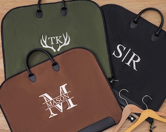 Custom Canvas Suit Bag, Name Suit Bag, Gift for Groomsmen, Groomsman Gift Suit Bag, Monogrammed Suit Bag, Father of Groom Gift,Best Men Gift