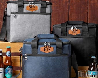 Gepersonaliseerde gegraveerde bierkoeltas, bruidsjonkers golf, op maat gemaakte nepleren patch tas, cadeaus getuige