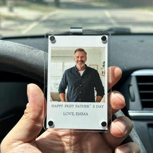 Custom Photo Car Visor Clip,Photo Father&#39;s Day Gift,Drive Safe,Gift for Grandpa,Picture Frame Gift,Personalized  Dad Gift,1st Time Dad Gift