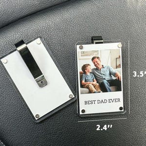Anpassad fotoklämma för bilvisir, fotoramspresent, fotopresent till fars dag, kör säkert, present till morfar, personlig pappapresent, present till första gången pappa bild 5