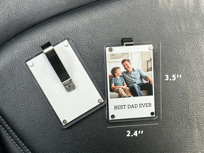 Anpassad fotoklämma för bilvisir, fotoramspresent, fotopresent till fars dag, kör säkert, present till morfar, personlig pappapresent, present till första gången pappa bild 5