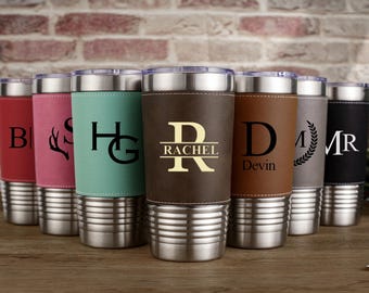 Vaso grabado personalizado, vaso de cuero personalizado, regalos para él, regalo para padrinos de boda, regalo de aniversario, taza de viaje aislada, vaso de oficina