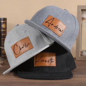 Benutzerdefinierte Säugling Hut, personalisierte Kleinkind Hut, Leder Patch Hut, Kinder Baseballmütze, Unterschrift Hut, Geschenk für Baby, Baby Snapback Hut, Jugend Erwachsene Hut Bild 8