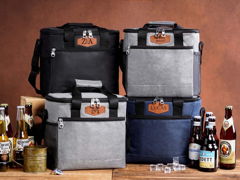 Personalized Engraved Beer Cooler Bag, Golf Beer Cooler Bag, Groomsmen Cooler Bag, Groomsmen Gifts Bag image 1