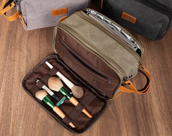 Gepersonaliseerde toilettas voor heren, bruidsjonkers canvas dopp-kit, vaderdagcadeau, canvas toilettas, getuige, jubileumcadeau, afstudeercadeau
