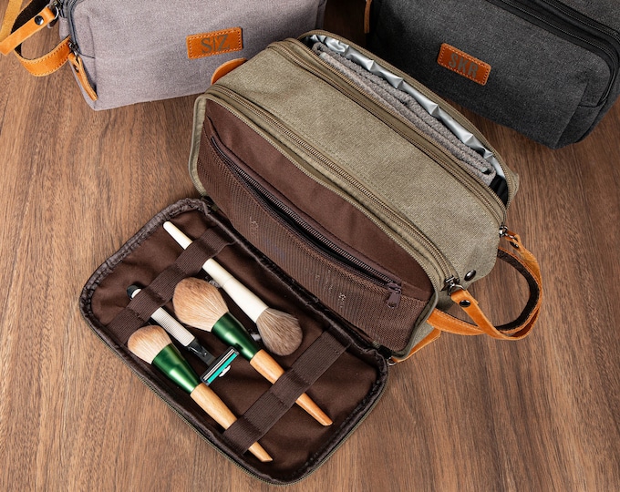 Personalized Men's Toiletry Bag,Groomsmen Canvas Dopp Kit,Father Day Gift,Canvas Toiletry Bag,Best Man Gift,Anniversary Gift,Graduation Gift