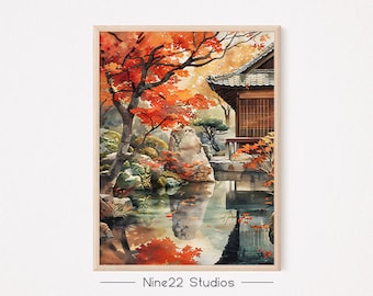 Japanese Maple Leaves in Fall, Home Decor, Office Decor, Printable Wall Art