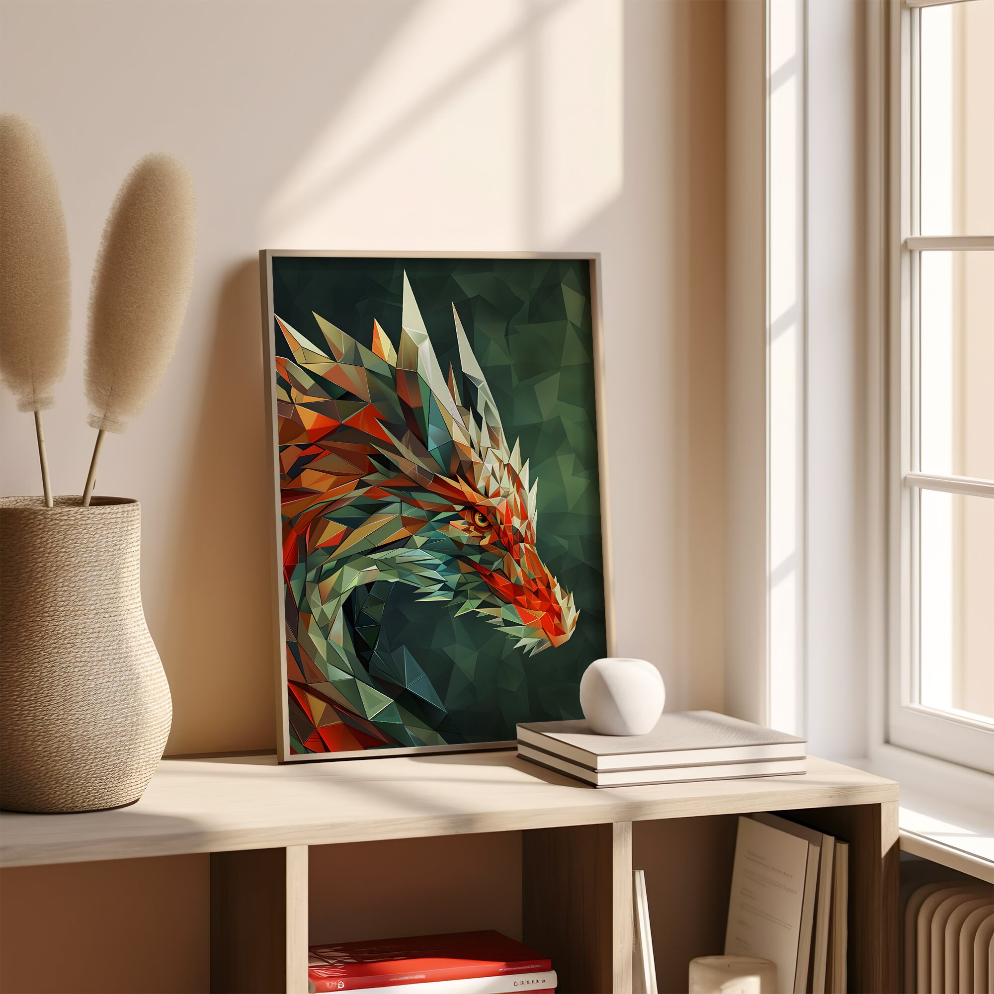 Dragon in Geometric Shapes, Printable Wall Art - Etsy