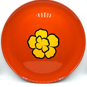 Vintage Mid-Century Modern Orange Flower Power Lacquerware Tray