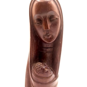 Vintage Hand Carved Madonna and child Virgin Mary And Baby Jesus Christmas Alter statue Figure