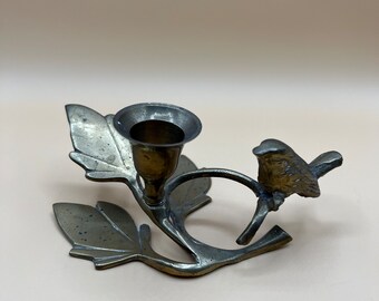 Vintage Brass Bird on Stem Candleholder