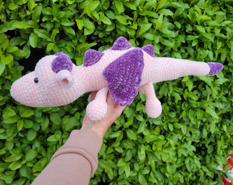 Pink and Purple Dragon Stuffed Animal | Soft Crochet Amigurumi Plushie