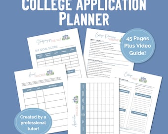 College Application Planner - printable university admissions tracker for high school students for essay planning, college visits, and more