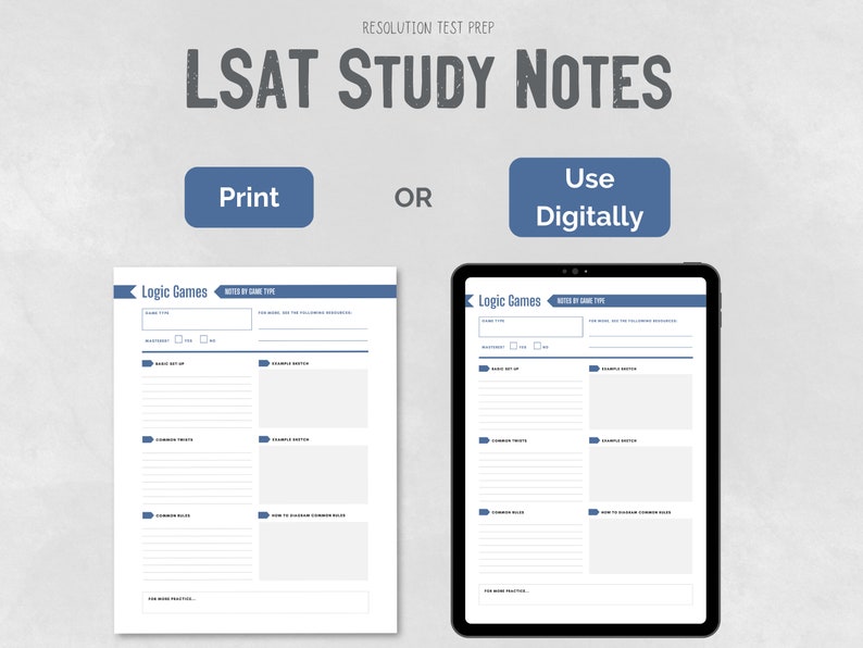 LSAT Study Notes - Printable LSAT Review Guide and Study Planner for ...