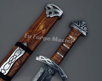 Épée VIKING faite main, véritable épée de Northman en acier damas, beau cadeau pour lui, cadeau pour homme d'honneur, cadeau personnalisé pour homme, meilleur cadeau pour papa
