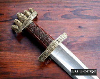 Hand gesmeed Viking zwaard, middeleeuws zwaard, brons en houten handvat, lang zwaard met geweldige schede, huwelijkscadeau, gepersonaliseerd cadeau, kerstcadeau