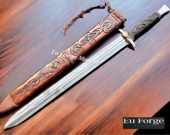 Handgefertigtes VIKING Schwert Echter Damaststahl Nordmann Schwert Schönes Geschenk für ihn GROOMSMEN Geschenk personalisiertes Geschenk für Herren, Weihnachtsgeschenk