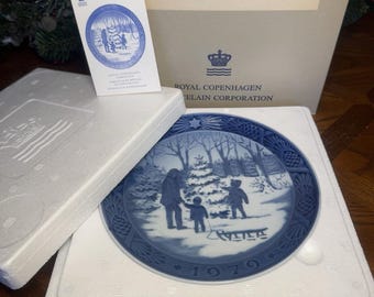 Vintage 1979 Royal Copenhagen ”choose Tree '' Weihnachtsteller Original Box / Brochu