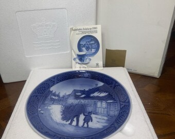Vtg 1980 Royal Copenhagen ''Bring Home ''Jahre Xmas Teller Original Box / Broschüre