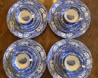 20 Stück (4 Sets)Spode Blau Italienische Tasse / Untertasse / Brot / Salat / Geschirr Sets England