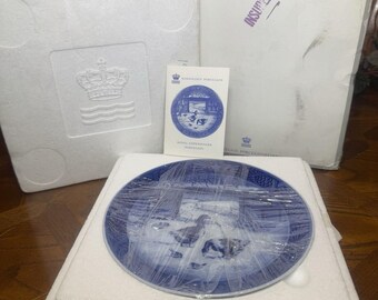 Vtg 1969 Royal Copenhagen ” alter Bauernhof '' Jahresteller Original Box / Broschüre