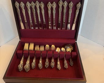 International Deepsilver Silver Plate Besteck Set 62 Stück 12 Portionen Orleans Box