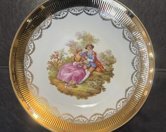 VTG JWK Bavaria W.Germany 11.25 ”Fragonard Love Story Goldrand Dekorationsteller