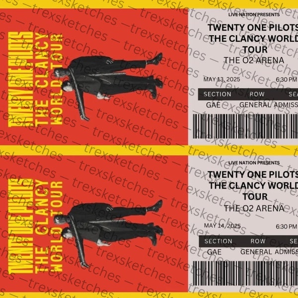 Twenty One Pilots Clancy World Tour London souvenir ticket **NOT REAL TICKET