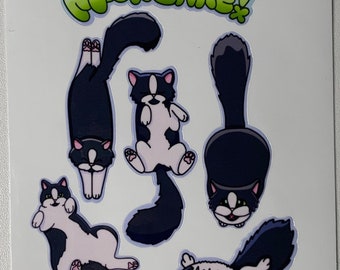 Foglio di adesivi con gatto bianco e nero Mooncake