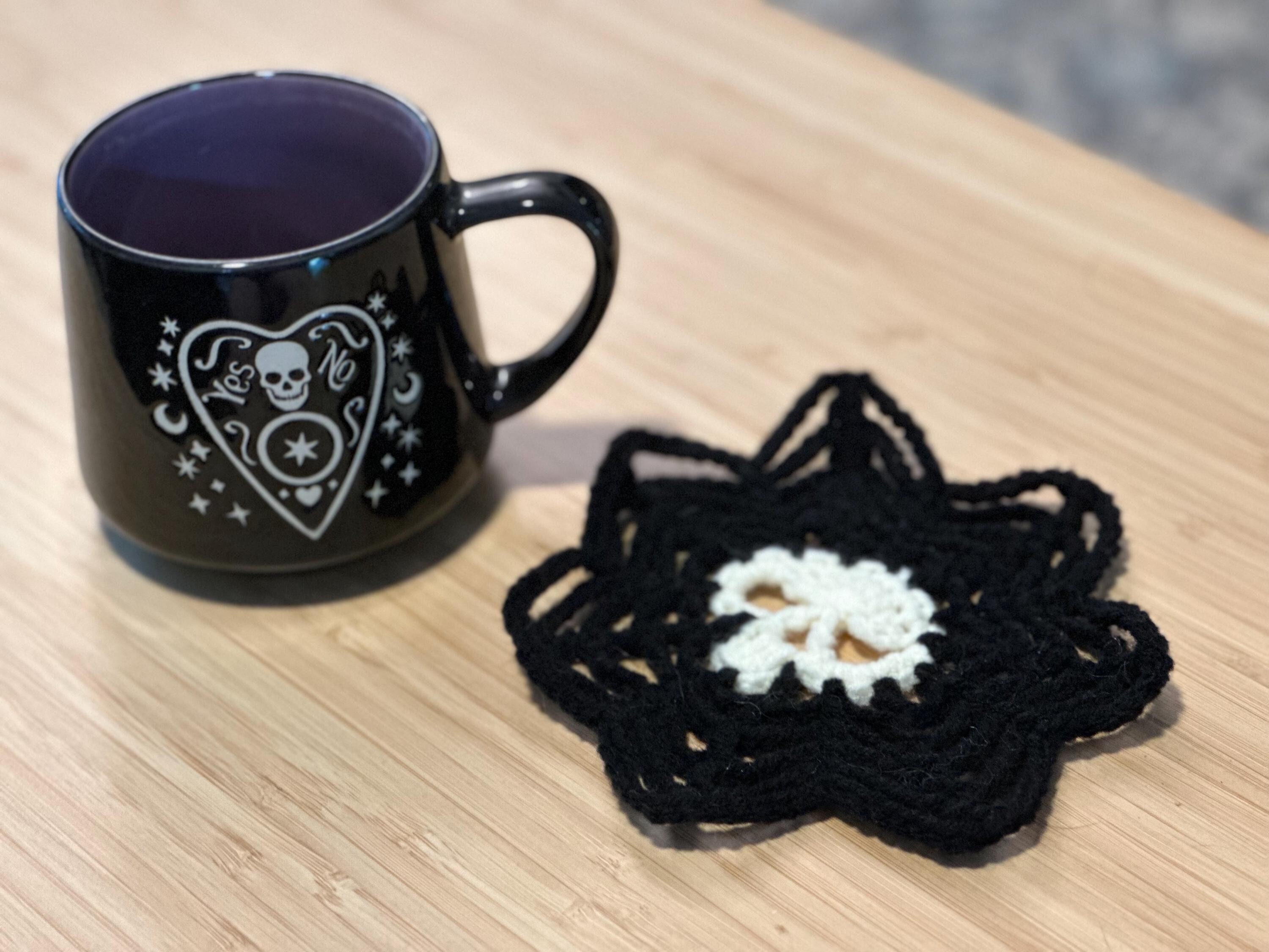 Skull Spiderweb Coaster, Digital Crochet Pattern