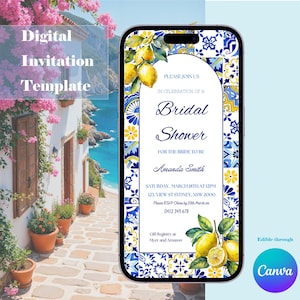 Amalfi Coast, Italian, Positano, Tiles, Lemons, Mediterranean Invitation Template Download