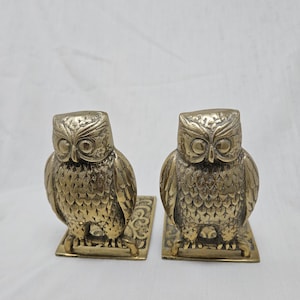 Pair of Vintage Brass Owl Bookends- MCM
