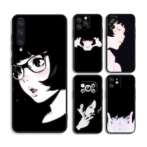 Japanese anime manga girl face Protective Cases for iPhone & Samsung S24 S23 S22 S21 A25 A15 A54 A53 A52 A34 A33 A32 A14 A13 4G 5G