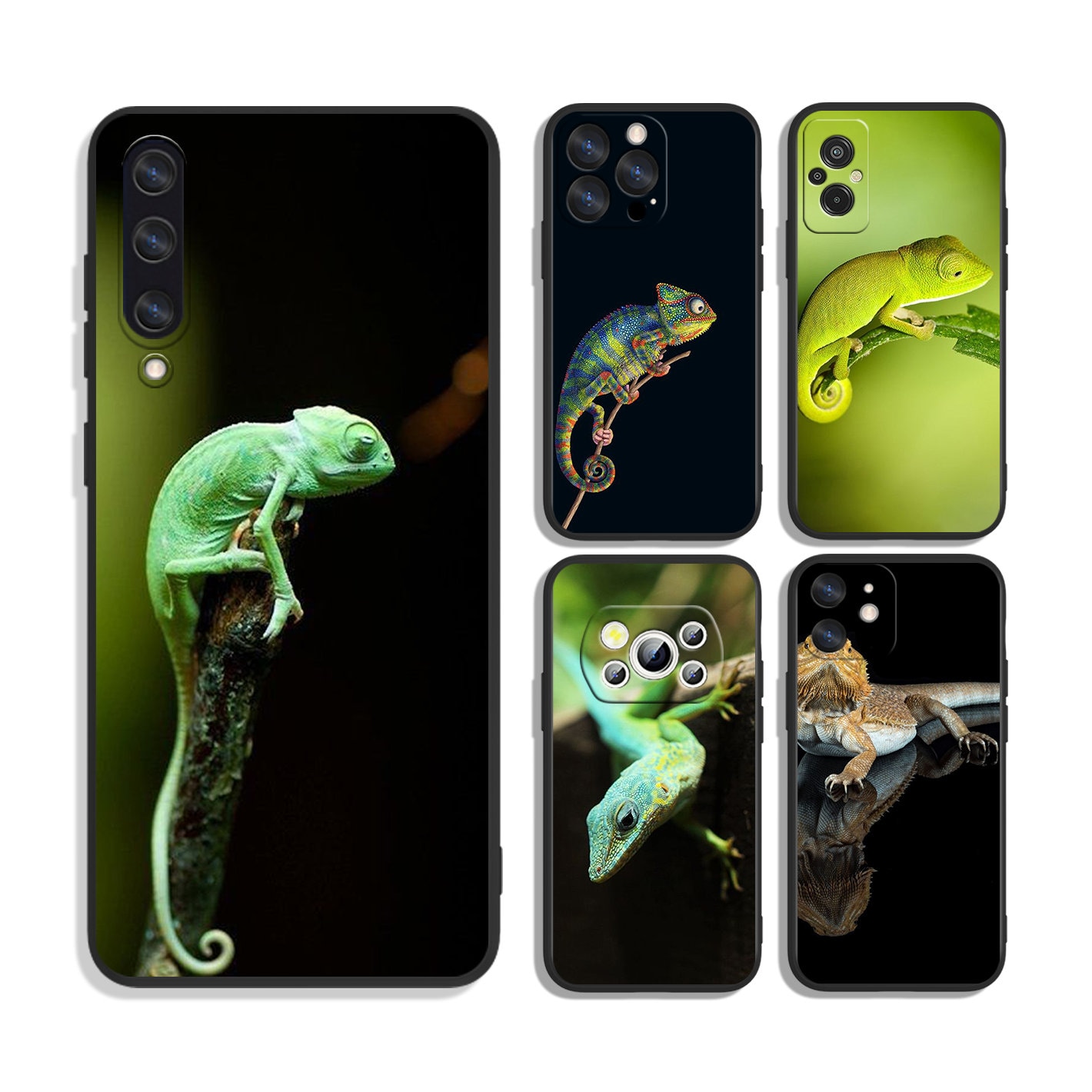 Cute Gecko Lizard Protective Cases for iPhone & Samsung S24 S23 S22 S21 A25 A15 A54 A53 A52 A34 A33 A32 A14 A13 4G 5G