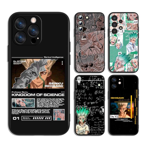 Funda protectora para teléfono con diseño de anime "Primitive Science Kingdom" para modelos de iPhone y Samsung.