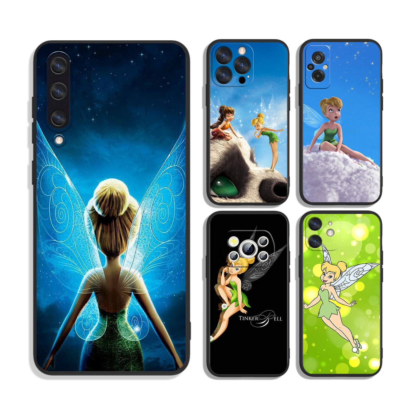 Fairy princess Tinker Bell Peter Pan Protective Cases for iPhone & Samsung S24 S23 S22 S21 A25 A15 A54 A53 A52 A34 A33 A32 A14 A13 4G 5G