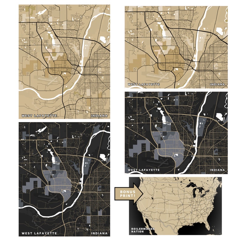 Purdue University Map Prints Gold - Il 794xN.6137386286 Kz8y 