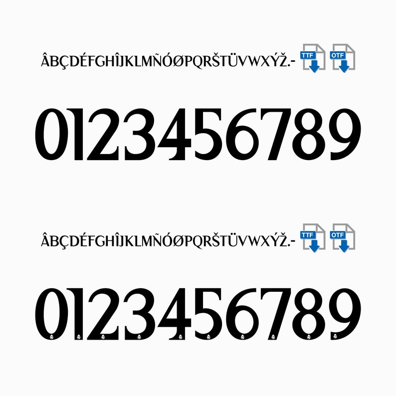 New Font Vector Jersey Real Madrid 2024 / Font SVG, Ai, Eps, Pdf, TTF