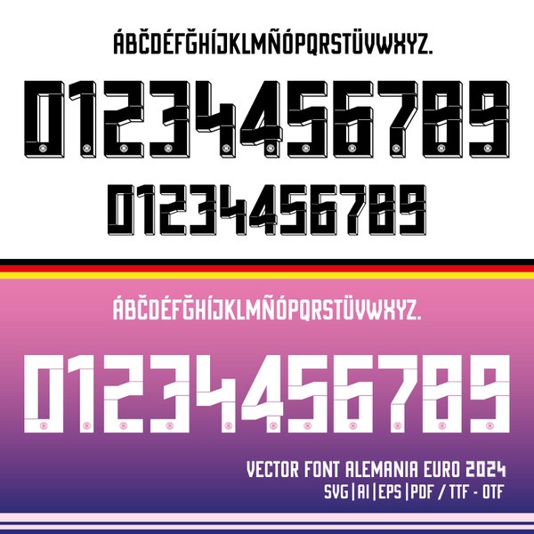 New Font Vector Jersey Germany Euro 2024 / Font SVG, Ai, Eps, Pdf, *TTF | *OTF / Cutting Kit, Vector File | Kit Shirt Soccer.