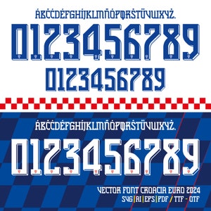 New Font Vector Jersey Croatia Euro 2024 Vector Pattern / Font SVG, Ai, Eps, Pdf, *TTF | *OTF / Cutting Kit | Kit Shirt Soccer.