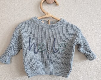 Custom Hand Embroidered Baby Name/First Birthday/Letter Sweater