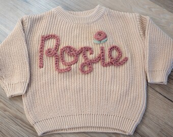 Custom Hand Embroidered Baby Name/First Birthday/Letter Sweater